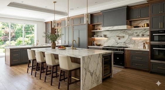 Kitchen Set Mewah dengan Marmer