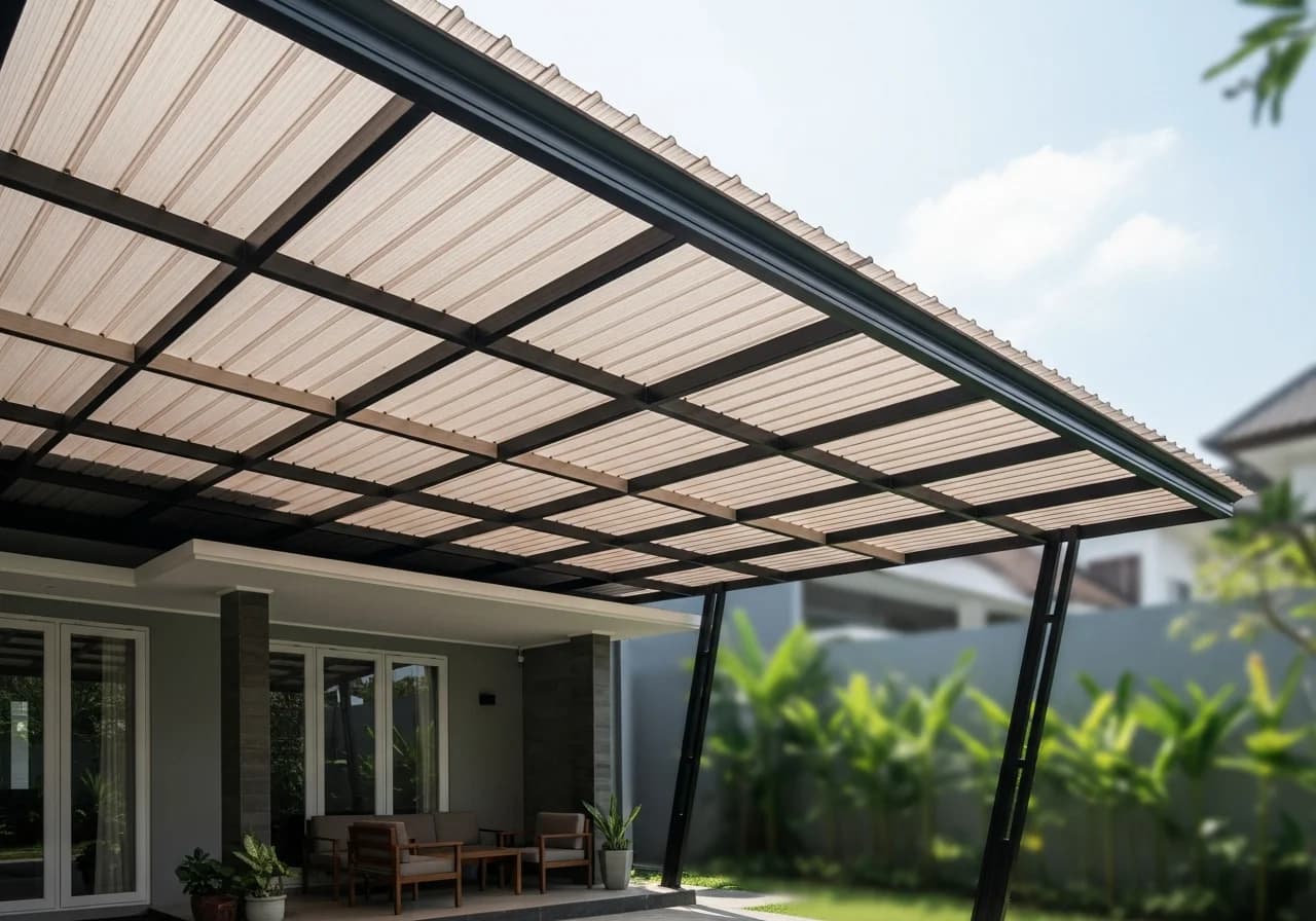 Atap Kanopi Solartuff Transparan Bergelombang di Bali